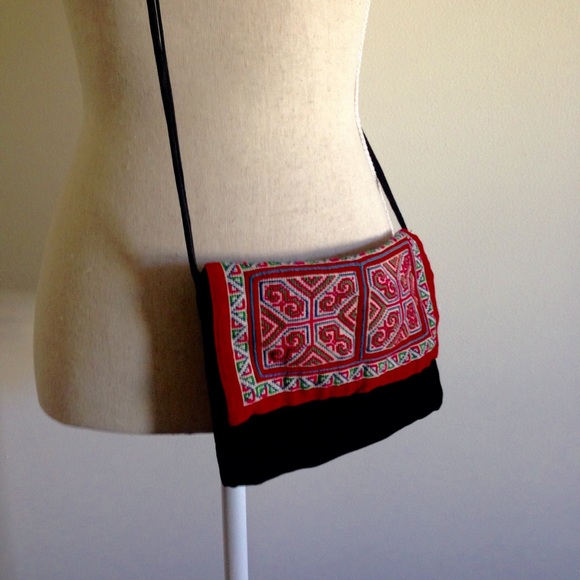 Hmong Batik BOHO Black Cotton Bag - Picture 7 of 8